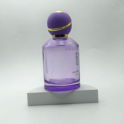 100ml 紫色の丸い形の香水瓶、丸いボールキャップ付き