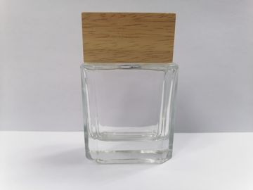 50mlさまざまな色および印刷を包む木の帽子の透明な構造のガラス香水瓶