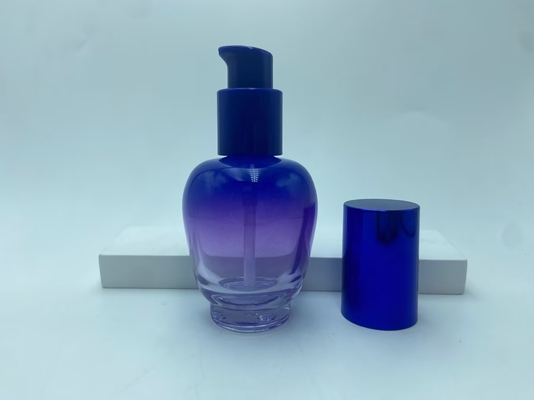 グラスローションボトル 30ml ブルーグラディアント血清ボトル ポンプオイルボトル ポンプボトル 化粧品ボトル OEM