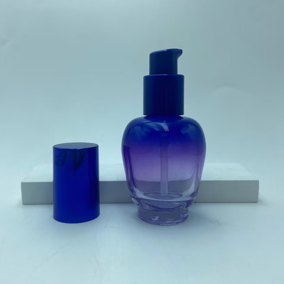 グラスローションボトル 30ml ブルーグラディアント血清ボトル ポンプオイルボトル ポンプボトル 化粧品ボトル OEM