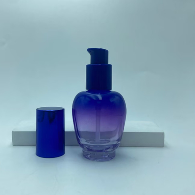 グラスローションボトル 30ml ブルーグラディアント血清ボトル ポンプオイルボトル ポンプボトル 化粧品ボトル OEM
