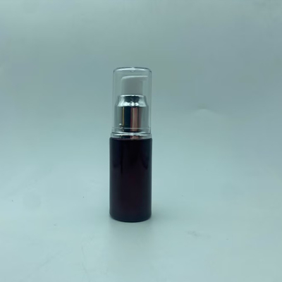 ガラスローションボトル 15ml ダークレッドセラムボトル シャイニーゴールド/シルバーポンプ付き アイローションボトル ポンプボトル 化粧品ボトル OEM