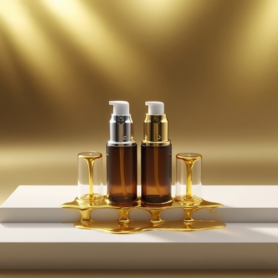 ガラスローションボトル 15ml ダークレッドセラムボトル シャイニーゴールド/シルバーポンプ付き アイローションボトル ポンプボトル 化粧品ボトル OEM
