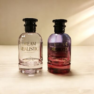 50ml and 100ml Round Glass Luxury and Elegant Empty Perfume Bottle Pump Sprayer Gradient Purple and Red Color 15mm Neck